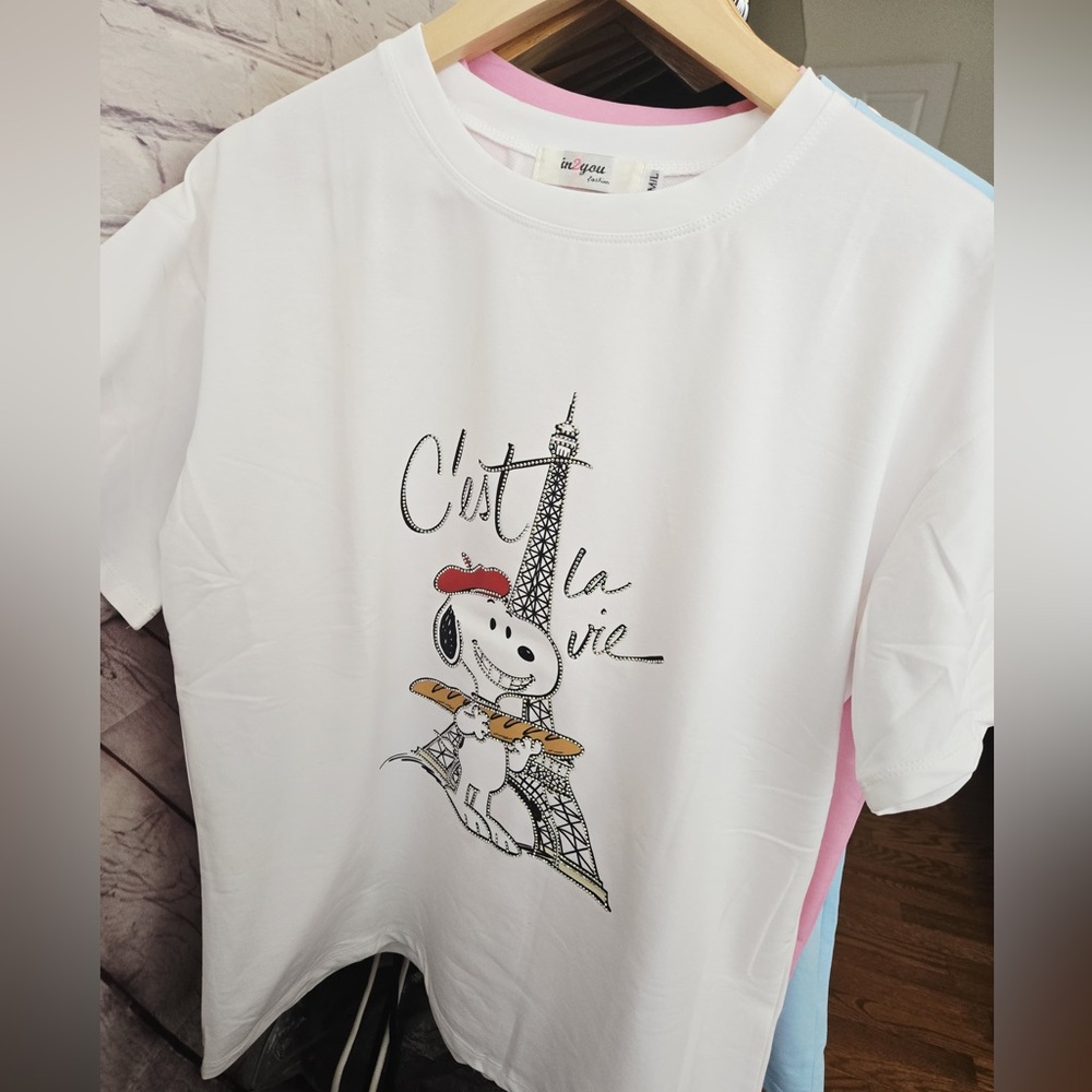 Women's Oversize Short-Sleeve T-Shirts – 100% Cotton Peanuts Snoopy